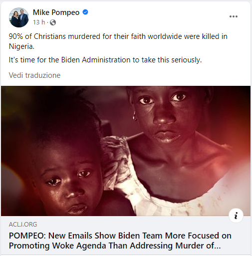 POMPEO New Emails Show Biden Team More Focused on Promoting Woke Agenda Than Addressing Murder of Countless Christians in Nigeria